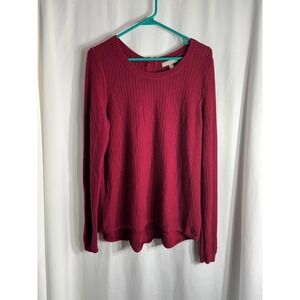 Banana Republic Burgundy Knit Sweater XL Long‎ Sleeve Pullover Zipper Back